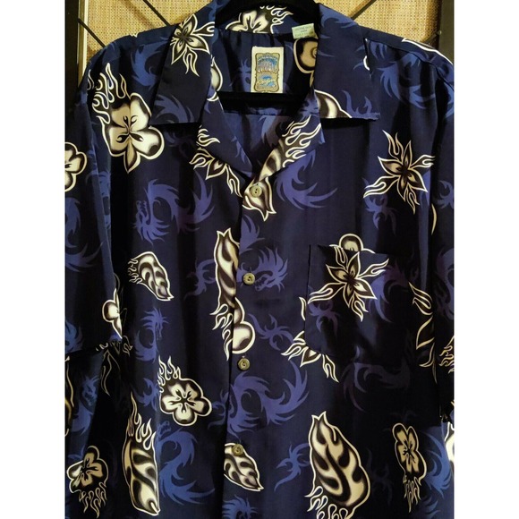 Ocean Current Other - Ocean Current Men's Hawaiian Shirt Button Up Floral Medium Tropical Vintage SzXL